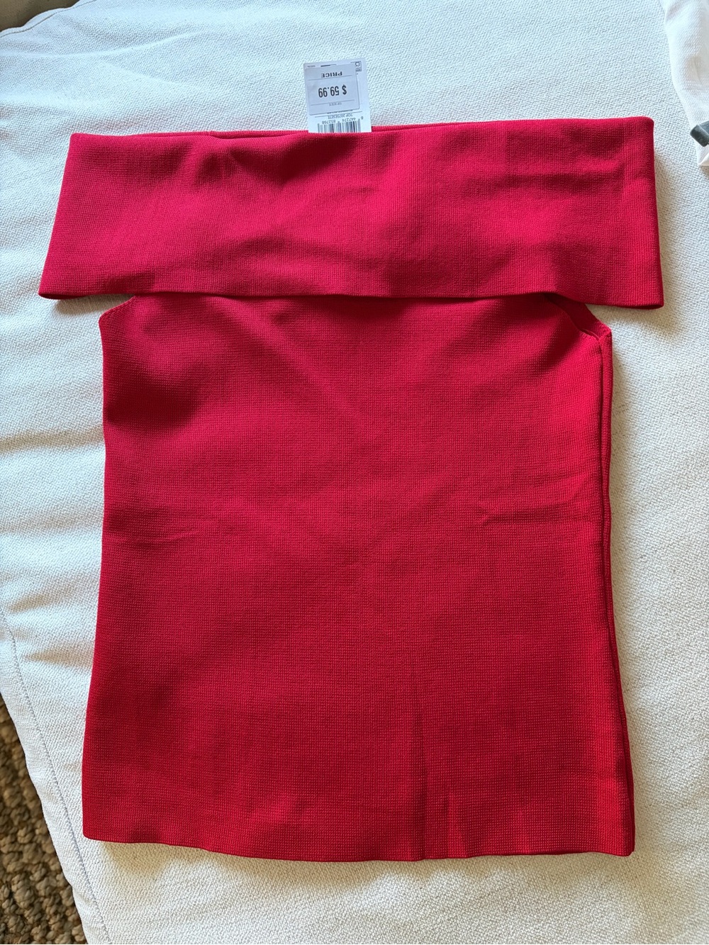 NWT Mango Off-Shoulder Red Knit Tube Top